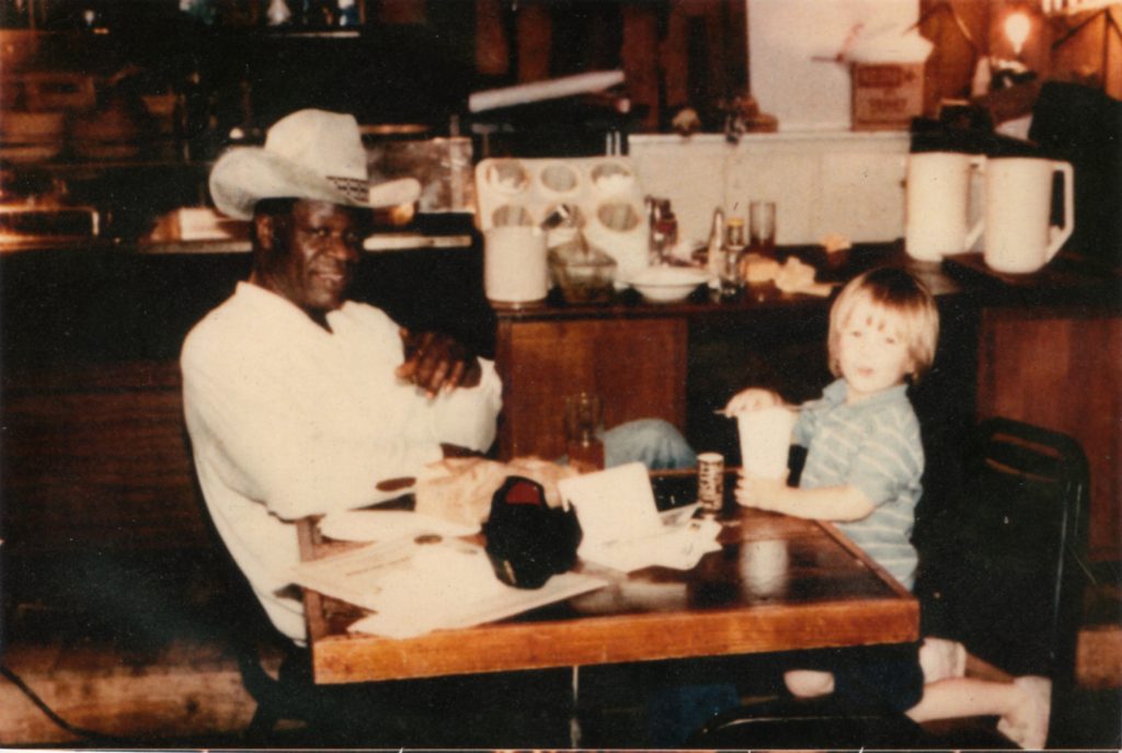 Colin, age 2, and Charles Stubblefield at the original Stubb’s in Lubbock. (Courtesy Colin Gilmore)