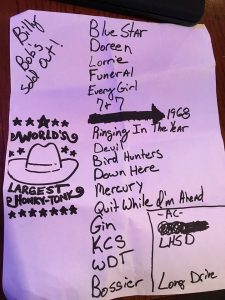 Turnpike Troubadours' setlist from Billy Bob's Texas (Photo by Darryl Smyers)