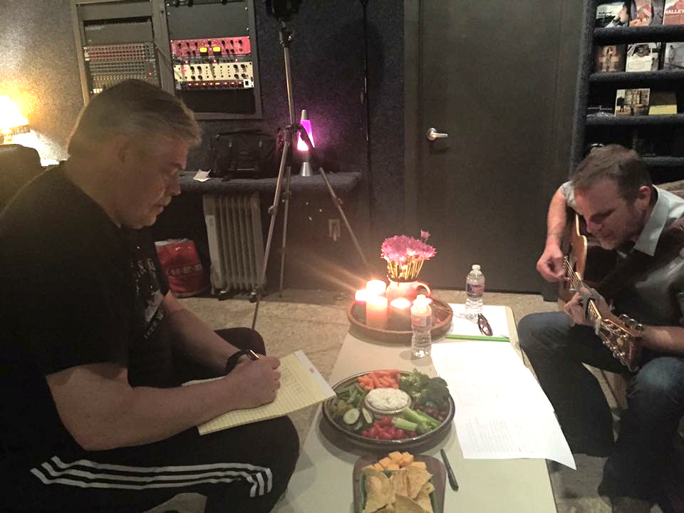 Woodshedding: Musical director Lloyd Maines and Jason Eady working out the arrangement for "Errol's Song" at the Cheatham Street Woodshed recording studio in San Marcos. (Photo Courtesy Jenni Finlay and Brian T. Atkinson)